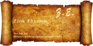 Zink Elizeus névjegykártya